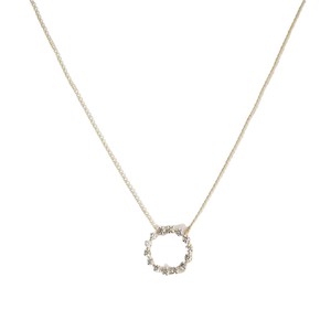 จี้เพชรทรงกลมทองคำแท้ 10K 14K 18K จากผู้ผลิต พร้อมสร้อยแบบมินิมอลลายงู จี้รูปวงกลม รับรองโดย IGI - Product Image 1
