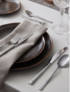 Modern Stainless Steel Flatware Set With Herringbone Handle Design High <b>Mirror</b> Polish Dishwasher Safe For Wedding Table Settings - Product Image 5