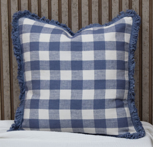 Funda de Almohada de Lino 100% Puro con Diseño a Cuadros, Funda de Cojín con Flecos, Decoración Rústica para el Hogar, Fabricante, Proveedor OEM y ODM - Product Image 4