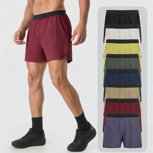 Shorts de course à séchage rapide pour hommes, couleur unie, taille élastique, shorts de sport pour la gym, en polyester tricoté, longueur courte, taille mi-haute - Product Image 6