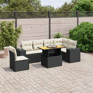 Conjunto de Sofás Modulares Grandes de Ratán PE Negro para Jardín, Muebles Modulares Elegantes para Exteriores - Product Image 1