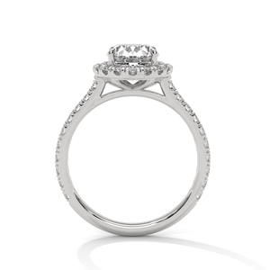 High Selling Solitaire Halo <b>Ring</b> With Oval Cut Lab Grown Diamond 14k White <b>Gold</b> <b>Ring</b> With Paved <b>Set</b> Band With Round Cut Diamonds - Product Image 3