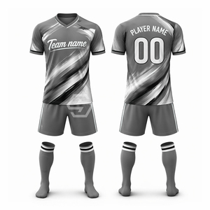 Maillot de football personnalisé imprimé par sublimation 100% polyester, col en V, manches courtes, évacuation de l'humidité, séchage rapide, unisexe adulte, nom de l'équipe - Product Image 5