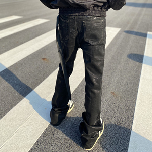 Jeans de Mezclilla Negros Desgastados de Cintura Alta y Corte Ajustado para Hombre, Pantalones Casuales de Pierna Recta de Algodón Lavado, Estilo Otoñal - Product Image 5