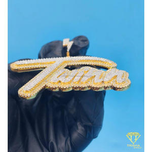 Custom Word Pendant Iced Out Moissanite Diamond Hip Hop Necklace Lightning <b>Bolt</b> Chain Luxury Jewelry - Product Image 3