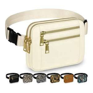 Sac banane multifonctionnel imperméable en nylon, forme oreiller, avec plusieurs fermetures éclair, sac de poitrine bandoulière pour femmes et hommes, idéal pour le voyage et la course à pied - Product Image 1