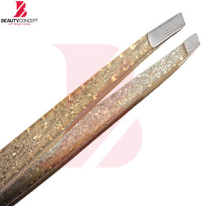 Nouvelles pinces à sourcils colorées en acier inoxydable pour l'épilation fine, outils de maquillage, dégradé noir et or - Product Image 5