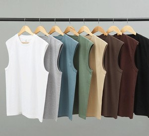 T-shirt décontracté sans manches pour homme, 100 % coton 120g, respirant, avec logo frontal, collection été - Product Image 3