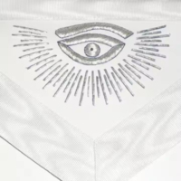 Tablier en peau de mouton personnalisé avec logo Maître Maçon Loge Bleue, broderie main au point de croix et travaux d'aiguille, Régalia Maçonnique Blanche