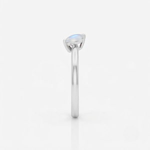 Rhaya Jewels Women's Elegant Rhodium Plated 925 Sterling Silver Gemstone Marquise Cut <b>Moonstone</b> Prong Setting Dainty Trendy <b>Ring</b> - Product Image 3