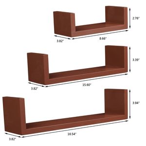 Set di 3 Mensole Galleggianti Rustiche Marroni, Scaffali a Muro per Arredamento Casa, Bagno, Armadio, Soggiorno - Product Image 6