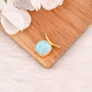 Pendentif en argent sterling 925 avec pierre précieuse Larimar naturelle, bijoux fins faits à la main - Product Image 4