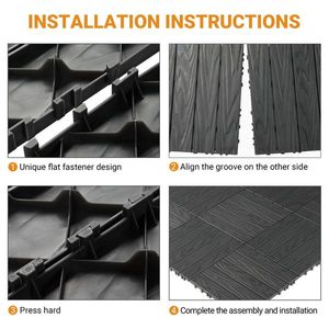 27 Pack Plastic <b>Interlocking</b> Deck <b>Tiles</b> 11.8"x11.8" Waterproof Flooring for Indoor Outdoor Patio 27 Pack 11.8"x11.8" Decking - Product Image 3