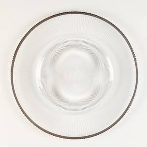 Assiettes de présentation de banquet à rayures demi-lune de style européen, assiettes de service en verre à bord doré, modernes pour mariage occidental - Product Image 4