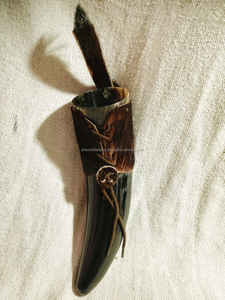 Porte-gobelet en cuir véritable avec corne de buffle naturelle, finition polie, lisse, de bonne qualité, inspiré des Vikings, nouveau - Product Image 4