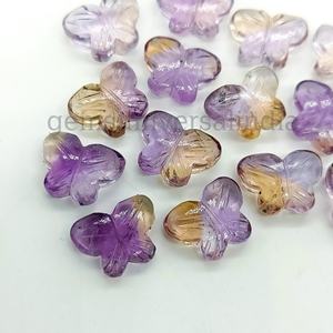 Piedras preciosas de ametrino natural talladas en forma de mariposa de 14x10 mm para la fabricación de joyas, cuentas para colgantes, proveedor mayorista a granel de la India. - Product Image 5