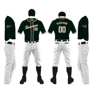 Custom <b>Baseball</b> Uniform <b>Set</b> Men's Dark Green White Pants Short Sleeve Jersey custom Team name Print Breathable All Seasons Adult - Product Image 2