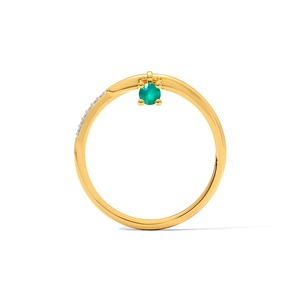 Anillo Abierto Minimalista con Diamante Natural en Plata de Ley 925 Chapada en Oro |   Joyería Fina Ajustable para Uso Diario - Product Image 3