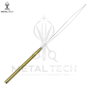 Gold Grooved Grip Hair Extension Loop <b>Needle</b> Micro Links <b>Threader</b> Pulling Wire Hook Bulk Salon Barber Accessories - Product Image 3