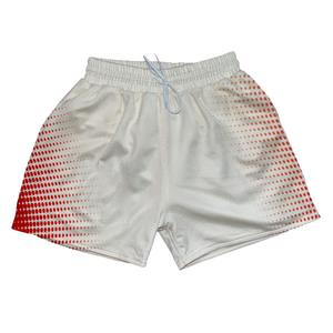 Shorts en maille blanche pour homme avec motif à pois rouges, taille à cordon de serrage, style sportif, tissu tricoté respirant, longueur mi-cuisse - Product Image 1