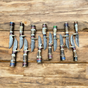 Couteau de chasse artisanal en acier inoxydable avec couteau à dépecer incurvé confortable fait main, manche en bois Pakka et étui en cuir - Product Image 2