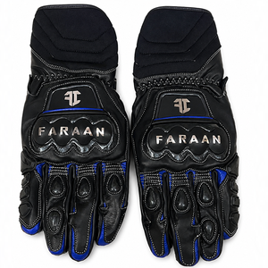 Guantes de Motociclismo de Cuero Negros con Protección de Nudillos de Carbono, Transpirables y con Agarre para Pista y Calle - Product Image 1
