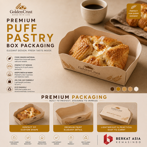 Boîte à pâte feuilletée personnalisée, emballage de boulangerie, OEM, MOQ 1000 pièces - Product Image 1
