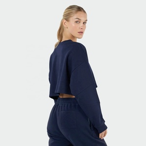 Sudadera con capucha corta de punto bordada personalizada para mujer, con cremallera y manga larga, suéter de invierno hecho de 100% algodón - Product Image 5