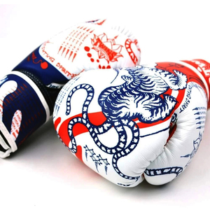 New Design Martial Arts Sparring Twins Boxing Gloves Red White Blue Digital Printing Adjustable <b>Strap</b> Closure Hand Grips Gloves - Product Image 4