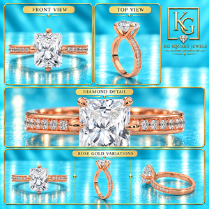 Anillo de Compromiso de Diamante Cultivado en Laboratorio de Corte Radiante en Oro Rosa de 14 Quilates de Primera Calidad para Mujer con Calidad de Diamante Certificada - Product Image 4