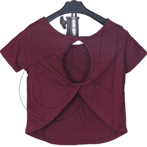 Camiseta Corta Unisex Color Granate con Cuello Mao, Manga Corta, Formal, de Franela, Algodón Orgánico, Secado Rápido, Corte Regular, para Verano - Product Image 2