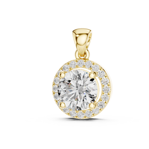 Brilliant round cut <b>pendant</b> necklace <b>solid</b> <b>gold</b> elegant solitaire fine jewelry gift for women - Product Image 5