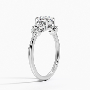 Bague BOJ 031 en argent 925, coupe ronde, camélia, trois pierres, halo de diamants, 2 carats, couleur D, VVS1, moissanite certifiée GRA, prix bas - Product Image 2