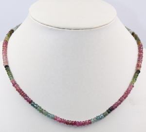 Collar de Cuentas de Turmalina Facetadas en Forma de Rondelle de 4 mm y 15 Pulgadas, Hecho a Mano y Minimalista - Tienda de Gemas India - Product Image 3