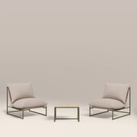 Conjunto de Sofás de Jardín Modernos y Minimalistas con Mesa de Centro y Cojines Beige, Estructura de Acero, Diseño Duradero