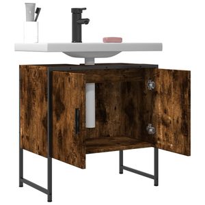 Mueble de Baño con Lavabo de Acero con Recubrimiento en Polvo, en Madera de Roble Ahumado - Product Image 4