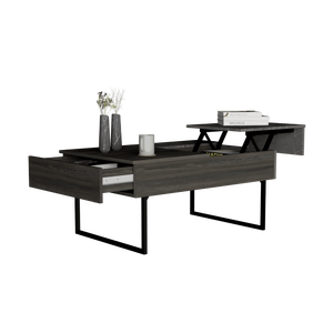 DEPOT E SHOP Tavolino da Caffè Toronto con Piano Sollevabile, Un Cassetto e Due Gambe, Disponibile in Carbon Espresso o Onyx - Product Image 5