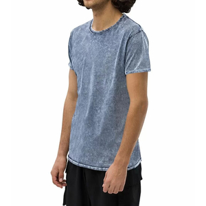 เสื้อยืดคอกลมแขนสั้นทรงเข้ารูปผ้าเจอร์ซีย์ฟอกสีสำหรับผู้ชาย ระบายอากาศได้ดี พร้อมโลโก้สั่งทำและผ้าฝ้าย 100% - Product Image 3