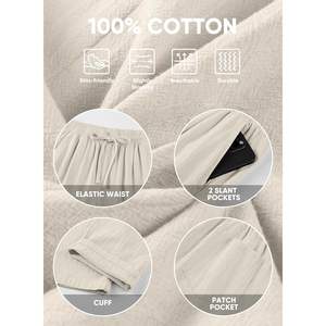 Pantalones de Playa de Verano de Algodón Personalizados para Hombre, Cintura Elástica con Cordón, Cremallera, Ligeros, Casuales, con Bolsillos, Personalizables - Product Image 1