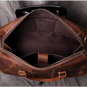 Sac de voyage week-end pour homme en cuir PU écologique, sac de transport pour la nuit avec compartiment à chaussures et poche étanche, sac de sport personnalisé - Product Image 4