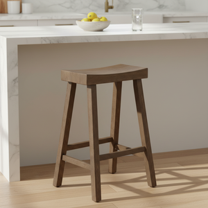 Tabouret de bar haut en bois d'hévéa massif, rond, moderne, minimaliste, mobilier de maison durable et léger - Product Image 4
