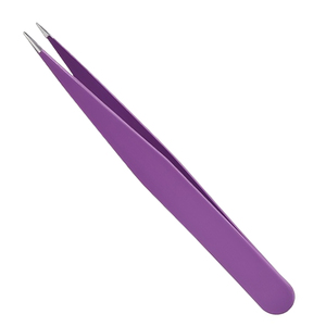 Pince à épiler professionnelle en acier inoxydable violet pour sourcils, grande précision pour l'élimination des poils du visage, des éclats et des poils incarnés - Product Image 2