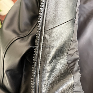 Veste chauffante d'hiver en cuir de vachette noir OEM 2025 pour hommes, style uni avec logo frontal, haute qualité, vente en gros, faible MOQ - Product Image 5