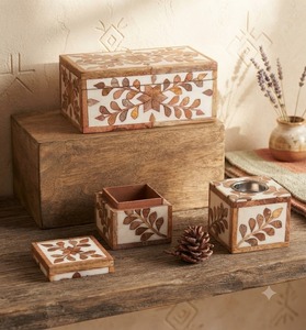 Juego de quemador de incienso de sándalo y oud hecho a mano con bandeja, soporte de incienso de nácar, decoración para el hogar, caja aromática - Product Image 2