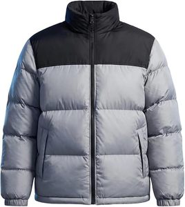 Adult Winter Puffer Jacket Green With <b>Black</b> Contrast Trim Crewneck Casual Polyester <b>Coat</b> Winter <b>Coat</b> - Product Image 4
