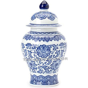 Round Shape Blue & White Enamel Color Aluminum Metal With Lids Decorative Storage Ginger Jar Use Food Fruit At Wholesale Price - Product Image 6