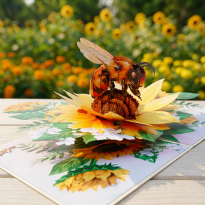 Tarjeta Pop-up 3D de Abejas y Flores, Estilo Romántico, Hecha a Mano, Diseño Personalizado, Regalos para el Día de los Inocentes, Hecho en Vietnam, Corte Láser Offset - Product Image 3