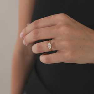 1 Carat Marquise Cut Lab Created Diamond Engagement <b>Rings</b> East West Prong Set 1.7mm <b>Thin</b> Shank Solitaire Bands Custom 14K 18K - Product Image 2