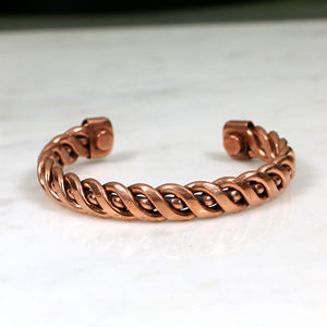 Bracelet manchette torsadé en laiton fait main pour hommes et femmes - Jonc magnétique ajustable pour la guérison - Bijou ethnique bohème, idée cadeau - Product Image 5