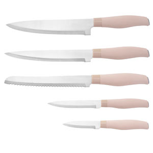 Nuevo juego de cuchillos de cocina rosas elegantes PP + TPR mango 5 uds hoja de acero inoxidable cuchillos de cocina multifuncionales para pelar frutas - Product Image 1